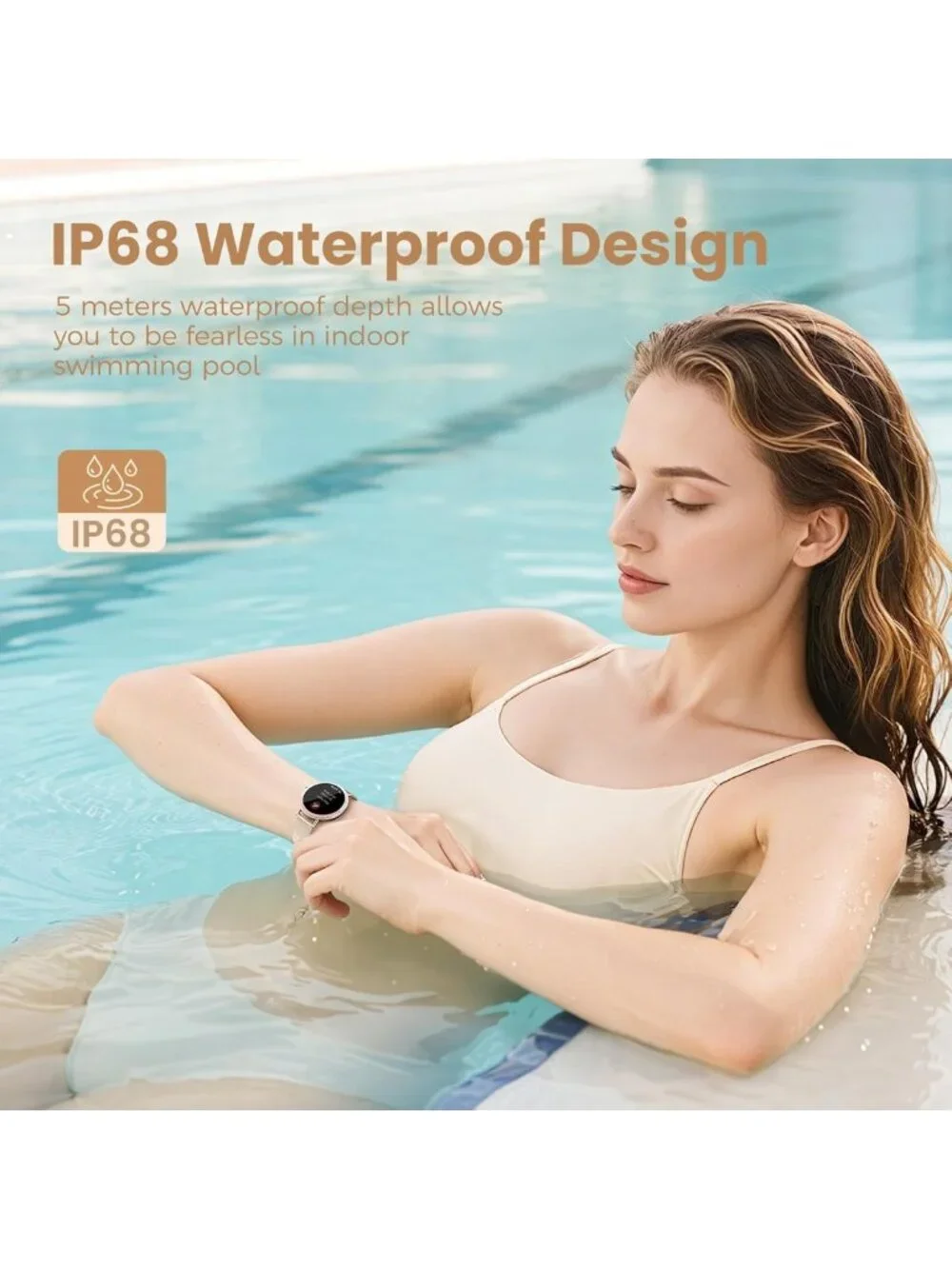 Stylish Smart Watch for Women, Fitness Tracker with Call & Text Alerts
